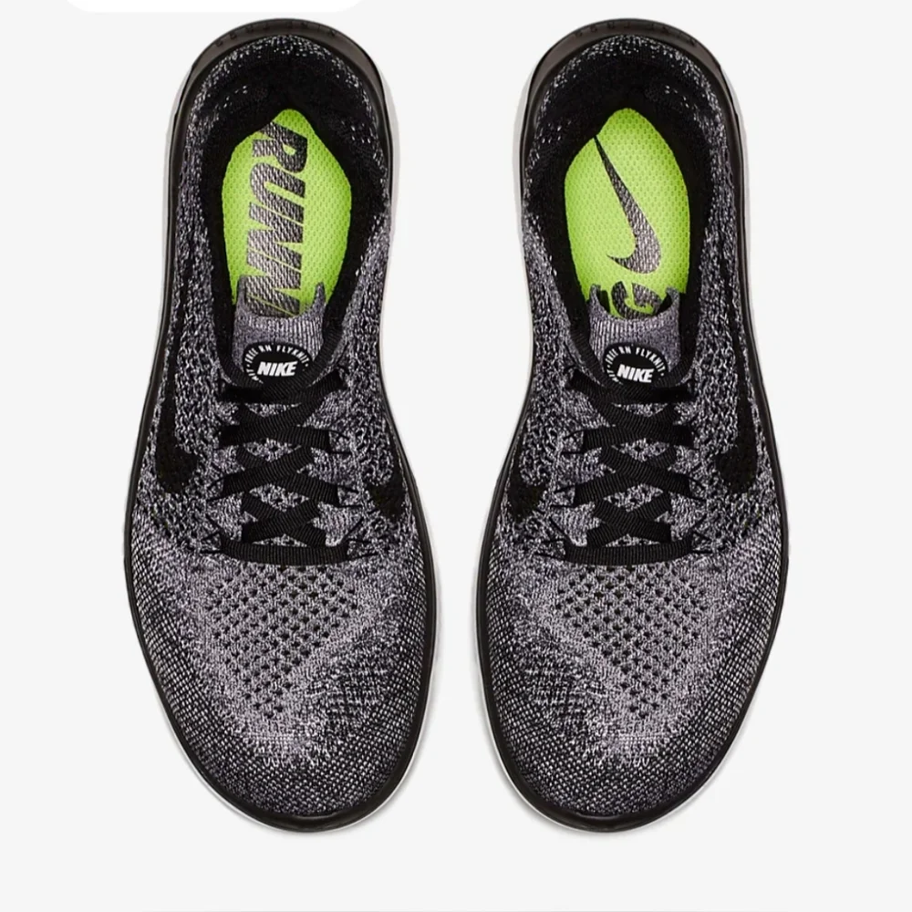 Nike Free Rn Flyknit 2018 White Black Running Shoes Men's 942838-101 Size 10 - Picture 4 of 12